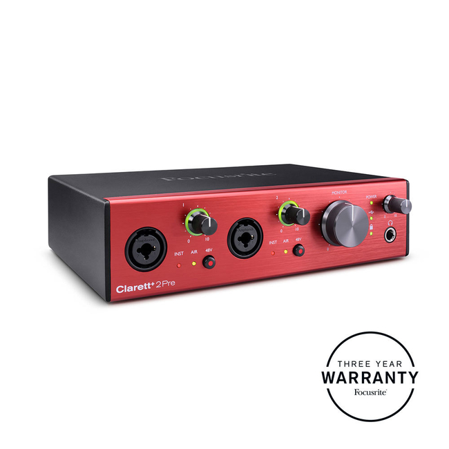 FOCUSRITE CLARETT+ 2PRE  USB AUDIO MIDI INTERFACE 10-IN/4-OUT