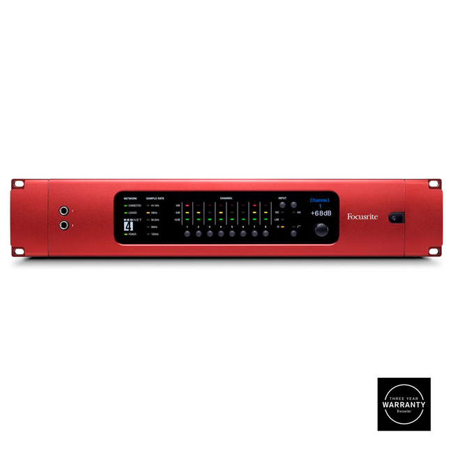 FOCUSRITE REDNET 4 INTERFACE WITH 8 MICROPHONE PREAMS/LINE INPUTS