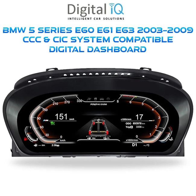 DIGITAL IQ DGU 958_IC (12.3in) BMW 5 Series E60 - E61 - E63 mod. 2003-2009 CCC &amp; CIC COMPATIBLE DIGITAL DASHBOARD