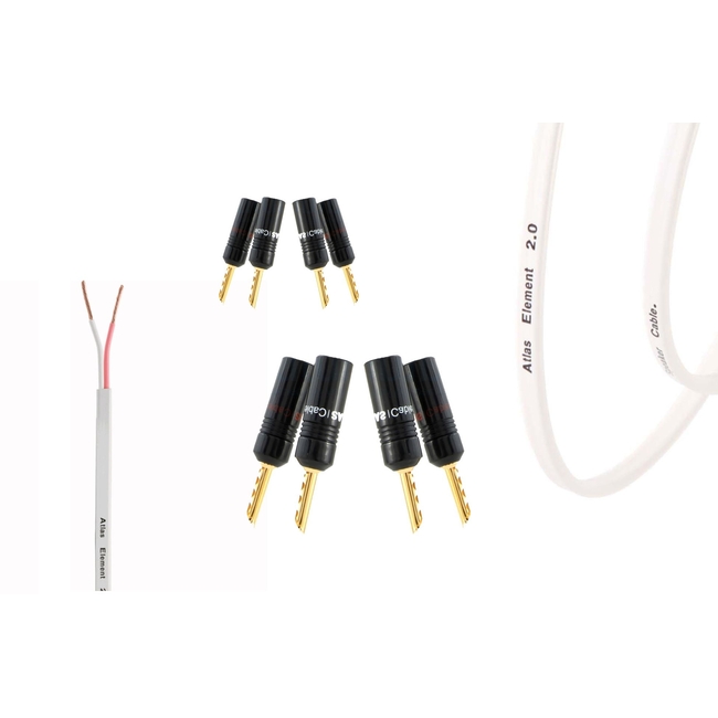 Atlas Element Speaker Cable Kit Black Screw Z 2.0 (Plus) - 10m