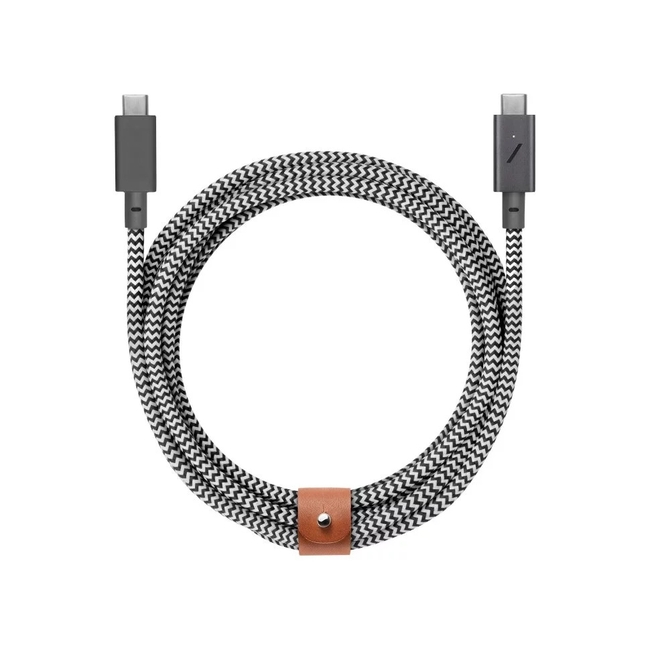 Native Union Belt Cable Pro, USB C to USB C up to 100W - 2.4m (Zebra) 4895200436379