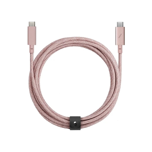 Native Union Belt Cable Pro, USB C to USB C up to 100W - 2.4m (Rose) 4895200441595