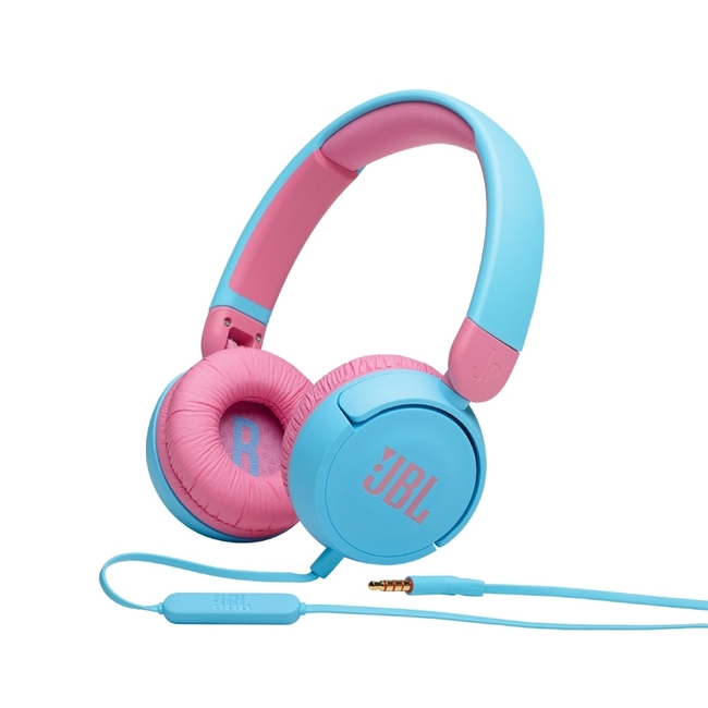 JBL JR310 Blue On-Ear Headphones for Kids, Universal, Safe Listening 