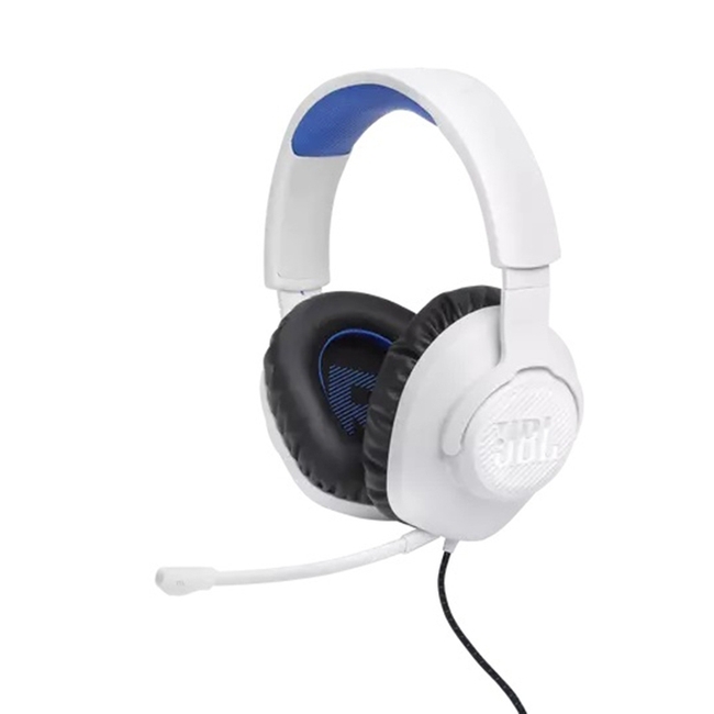 JBL Quantum 100P Playstation Over-Ear Wired Gaming Headset (White/Blue)