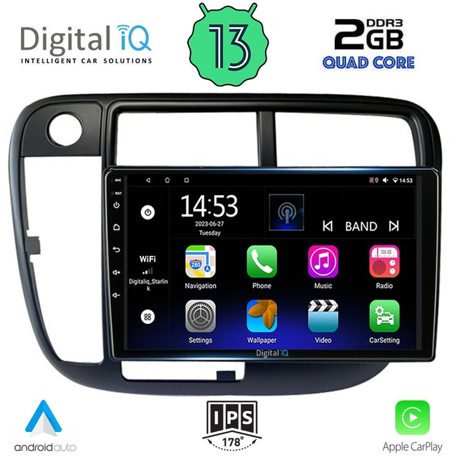 DIGITAL IQ RSB 2186_CPA CLIMA (9inc) MULTIMEDIA TABLET for HONDA CIVIC mod. 1995-2001