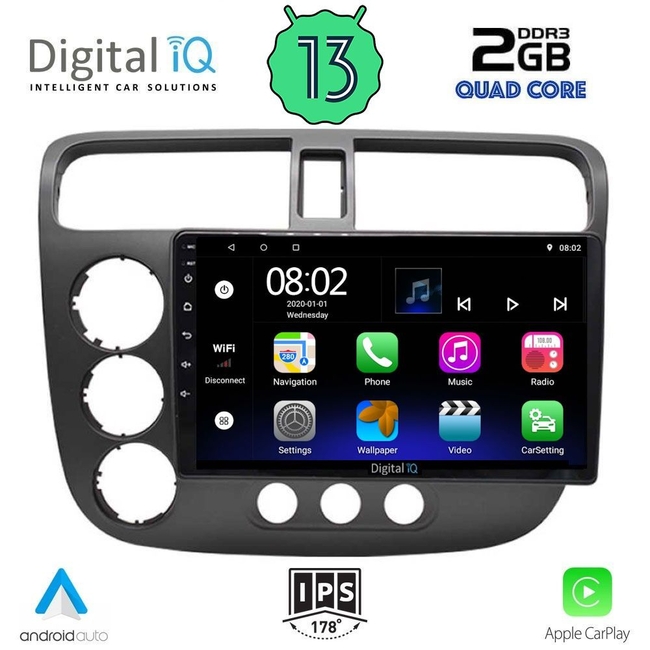 DIGITAL IQ RSB 2187_CPA (9inc) MULTIMEDIA TABLET for HONDA CIVIC 4D mod. 2001-2006