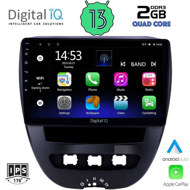 DIGITAL IQ RSB 2707_CPA (10inc) MULTIMEDIA TABLET for CITROEN C1-PEUGEOT 107-TOYOTA AYGO mod. 2005-2014