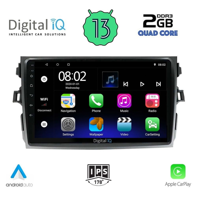 DIGITAL IQ RSB 2713_CPA (9inc) MULTIMEDIA TABLET for TOYOTA COROLLA 4D mod. 2006-2012