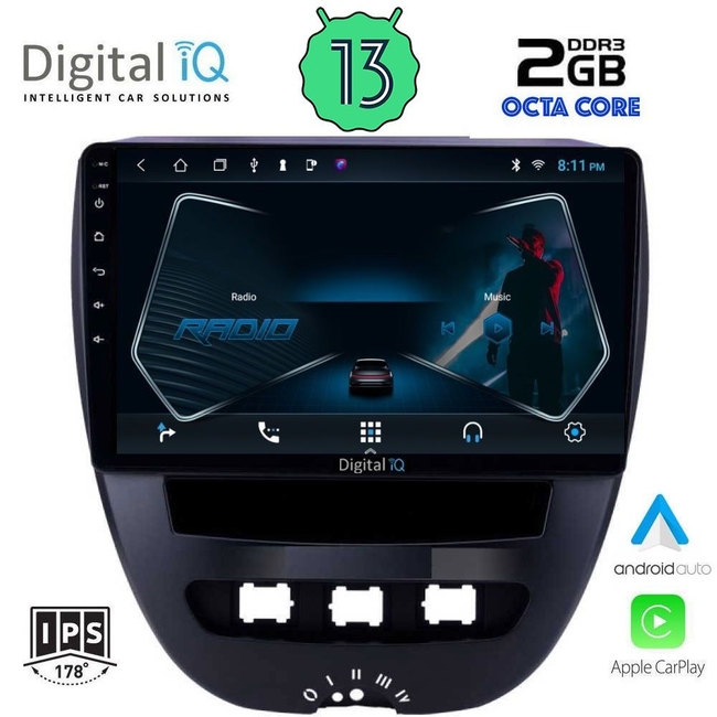 DIGITAL IQ RTC 5707_CPA (10inc) MULTIMEDIA TABLET for CITROEN C1-PEUGEOT 107-TOYOTA AYGO mod. 2005-2014